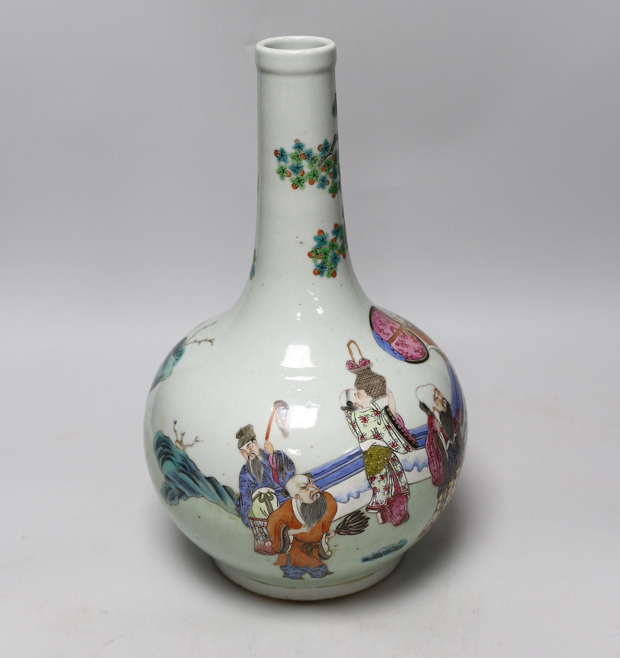 A Chinese famille rose bottle neck vase, 34cm
